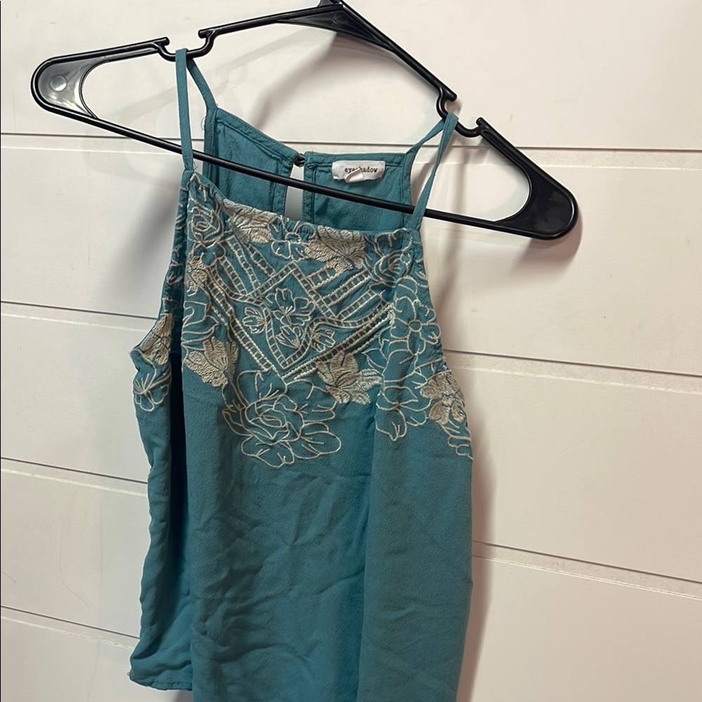Eyeshadow Blue Embellished Camisole Tank Top